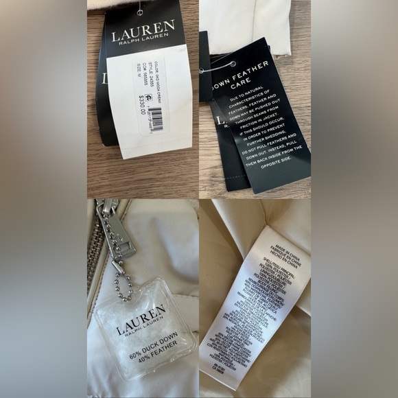 New Ralph Lauren RLL Faux-Fur-Trim Hooded Puffer Women’s Cream Coat Size M NWT - Picture 16 of 16